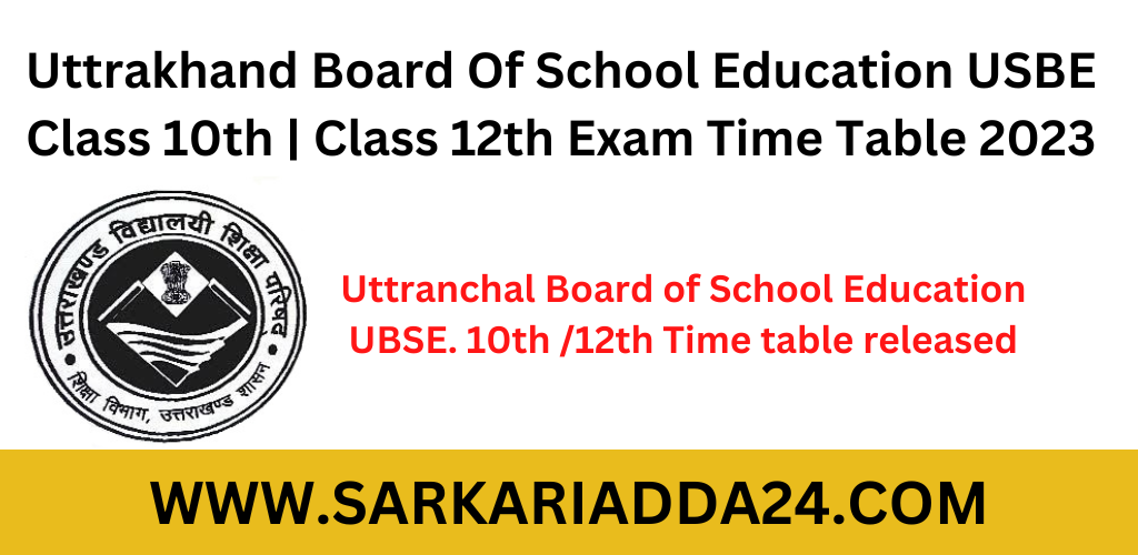 Uttrakhand Board Time Table 2023