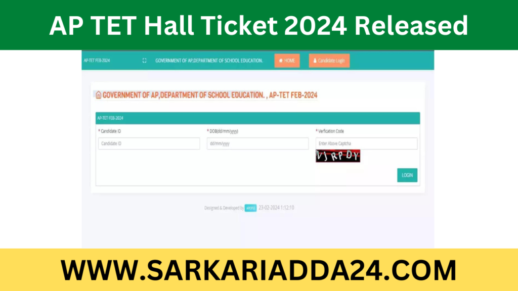 AP TET Hall Ticket 2024 Released SarkariAdda24