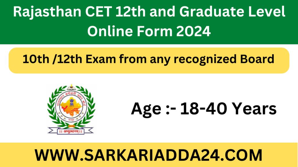 Rajasthan CET Application Form 2024