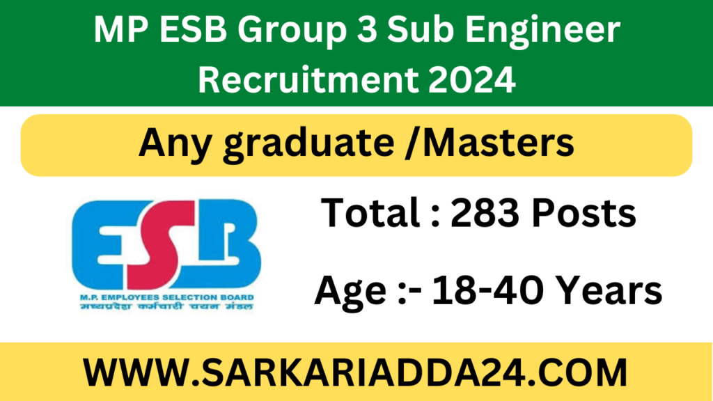 MP ESB Group 3 Sub Engineer Recruitment 2024