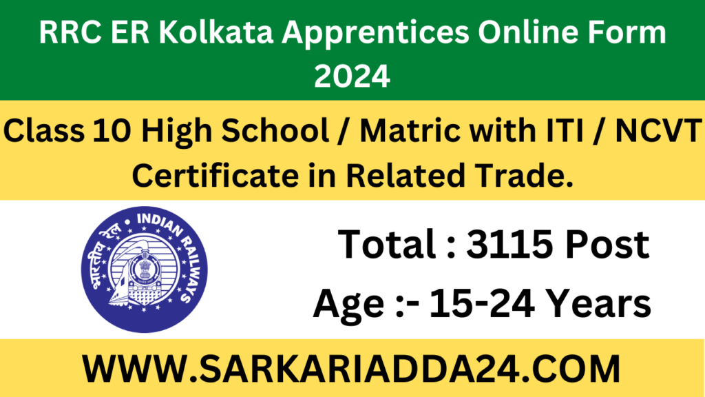 RRC ER Kolkata Apprentices Online Form 2024