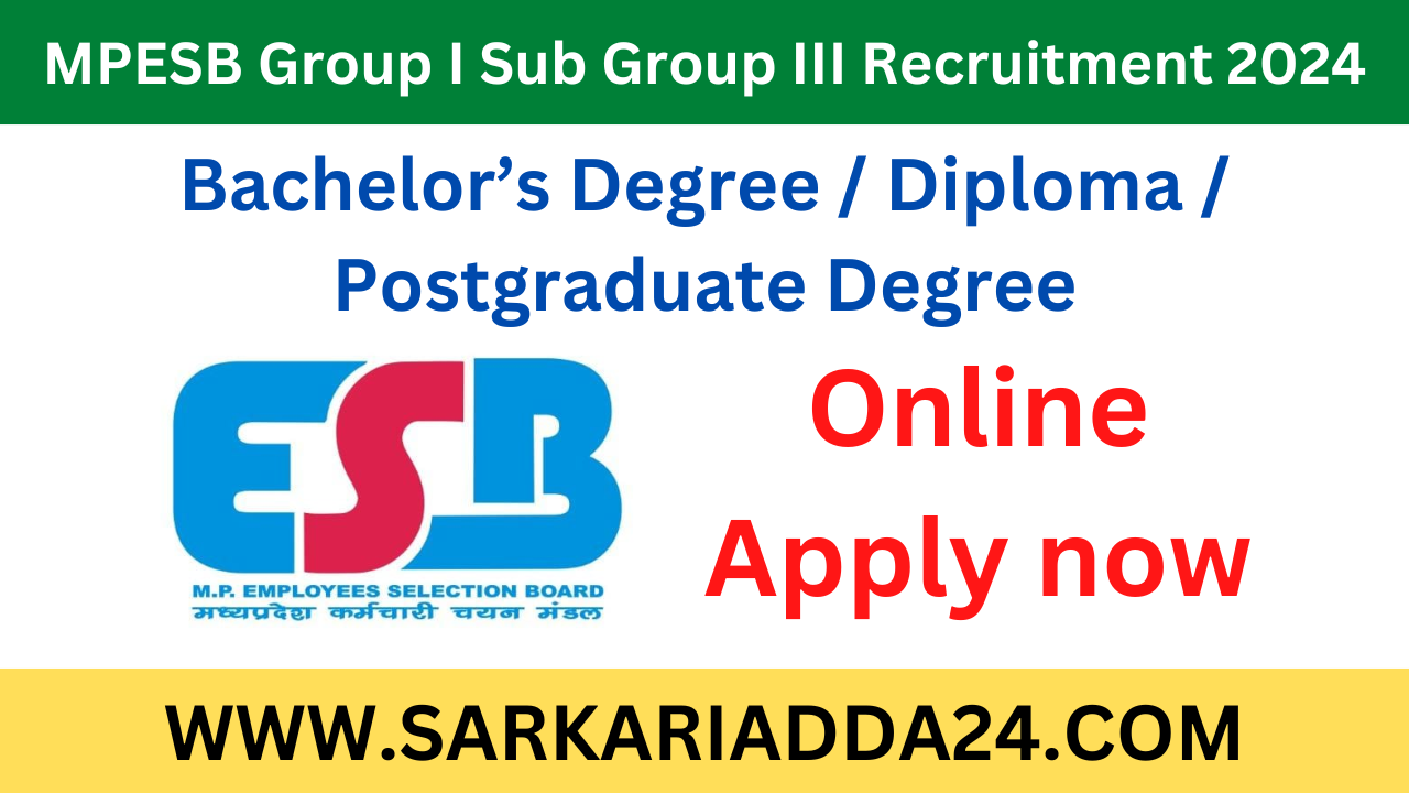 MPESB Group I Sub Group III Recruitment 2024
