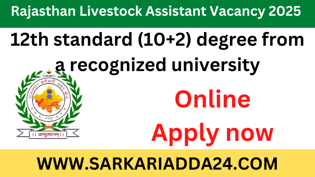 Rajasthan Livestock Assistant Vacancy 2025