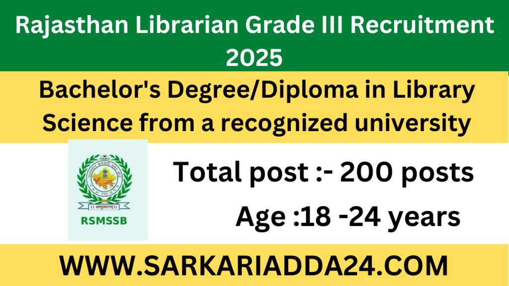 Rajasthan Librarian Grade III Recruitment 2025