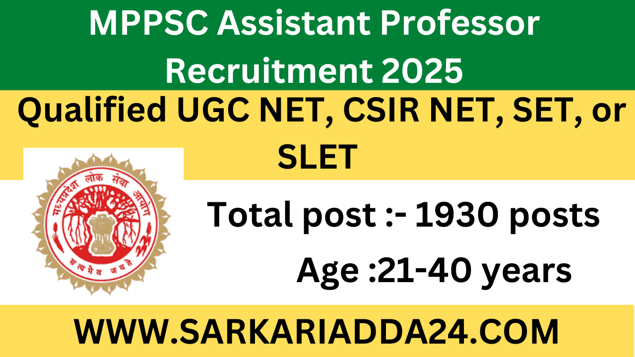 MPPSC Assistant Professor Recruitment 2025