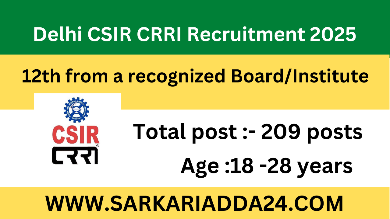 Delhi CSIR CRRI Recruitment 2025