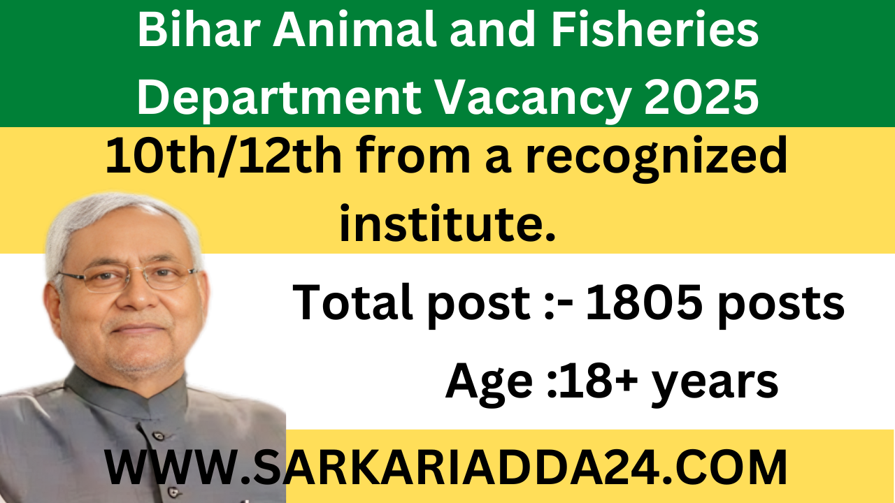 Bihar Animal and Fisheries Department Vacancy 2025