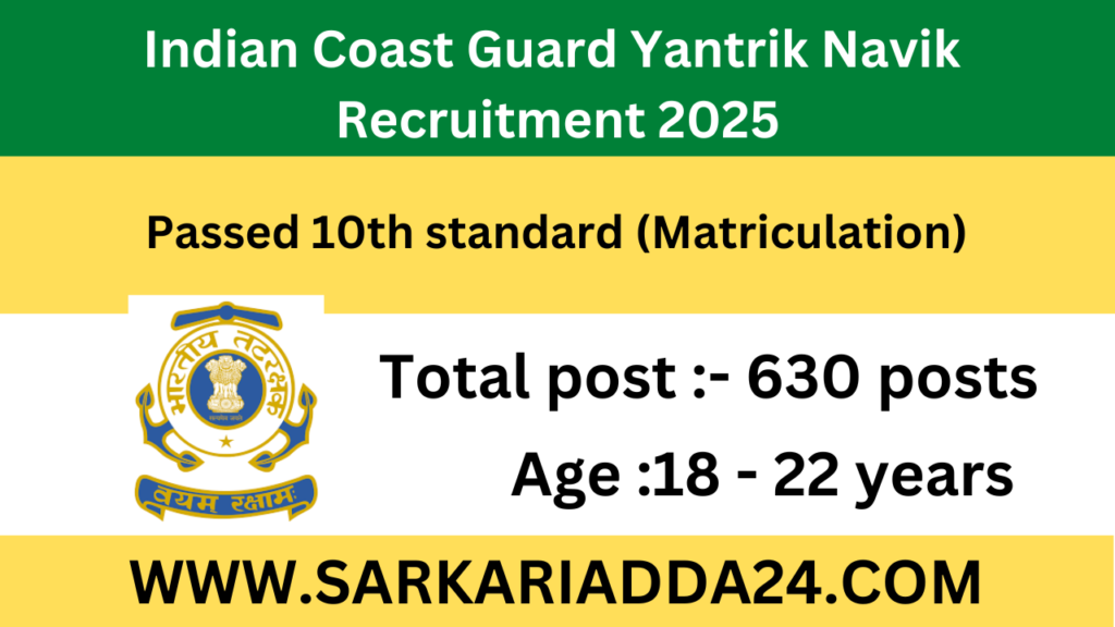 Indian Coast Guard Yantrik Navik Recruitment 2025