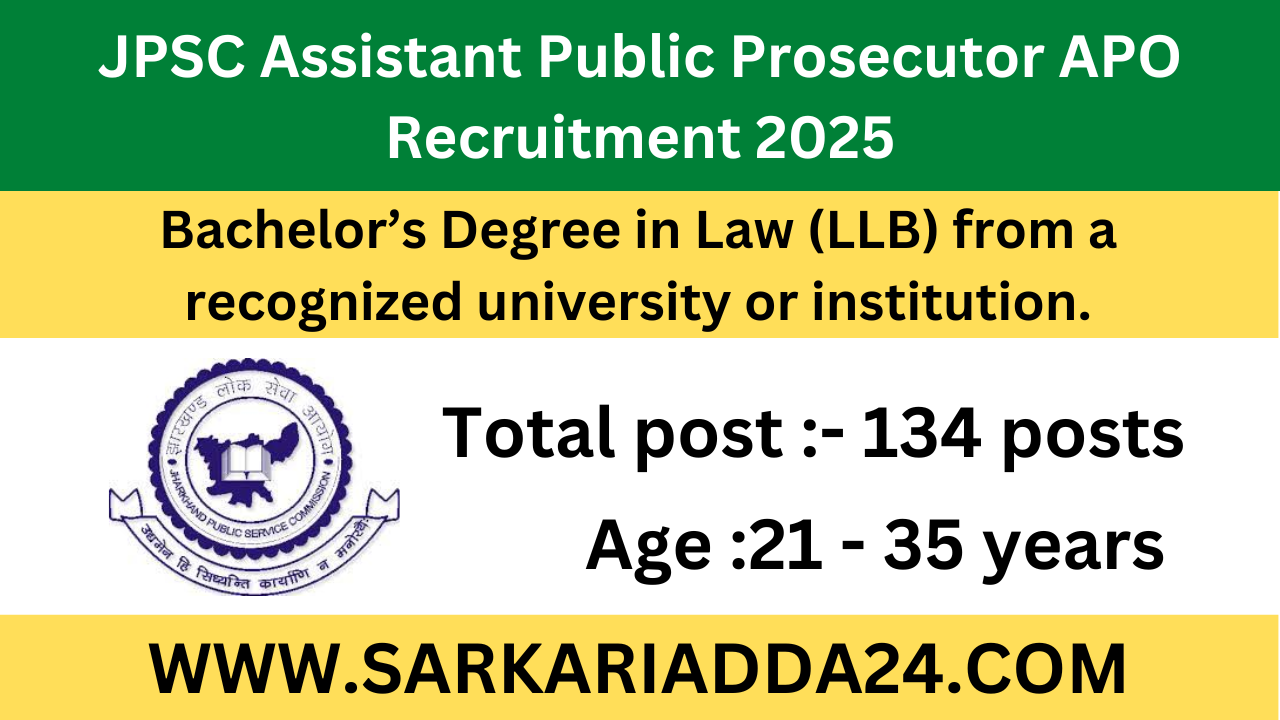 JPSC Assistant Public Prosecutor APO Recruitment 2025