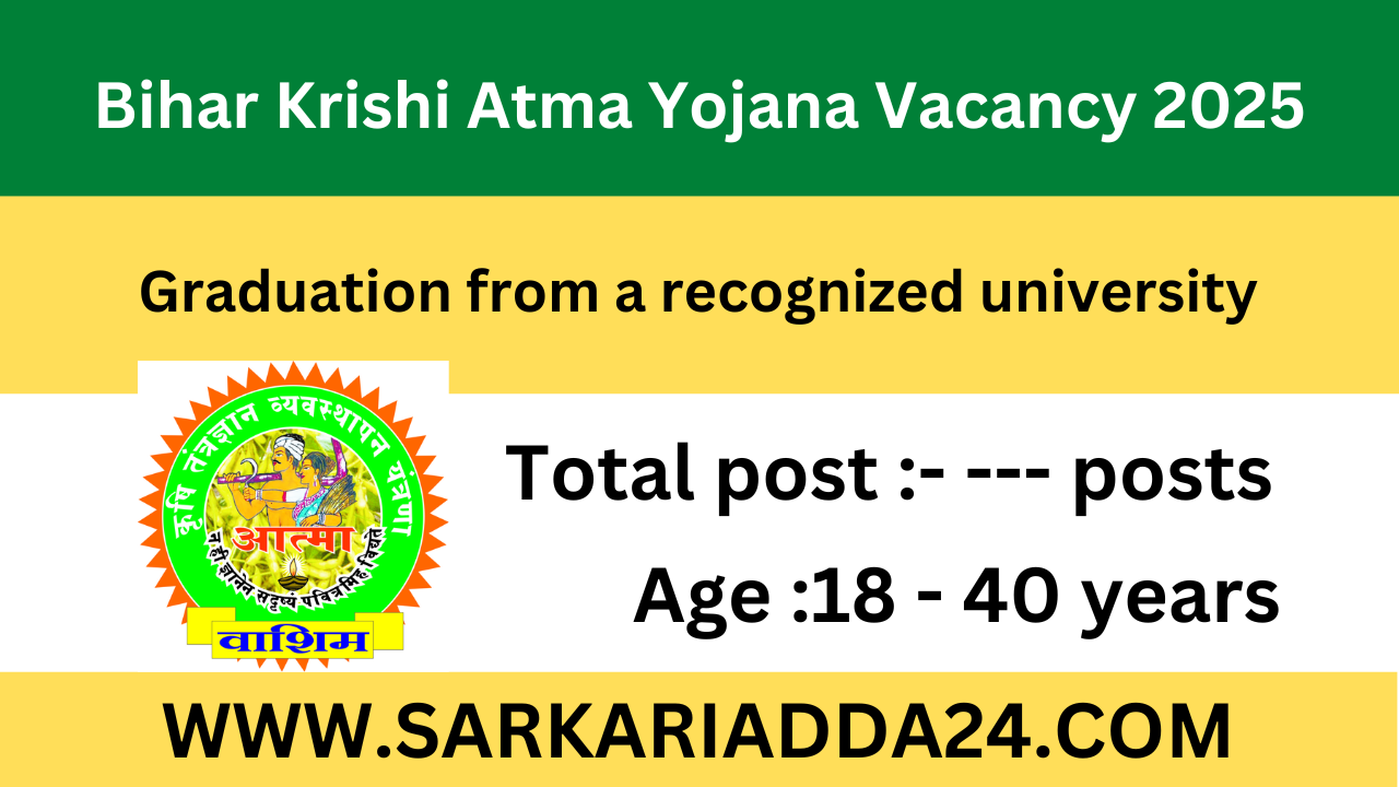 Bihar Krishi Atma Yojana Vacancy 2025