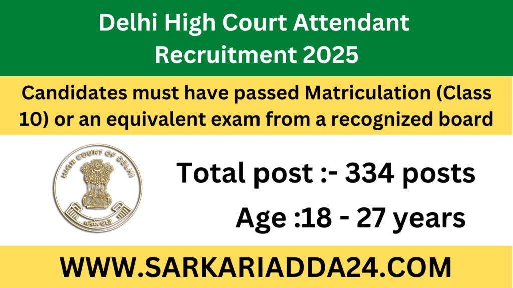 Delhi High Court Attendant Recruitment 2025