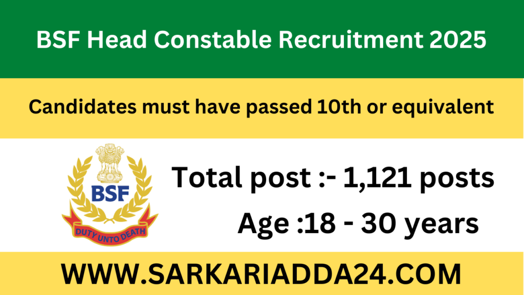 BSF Head Constable Recruitment 2025