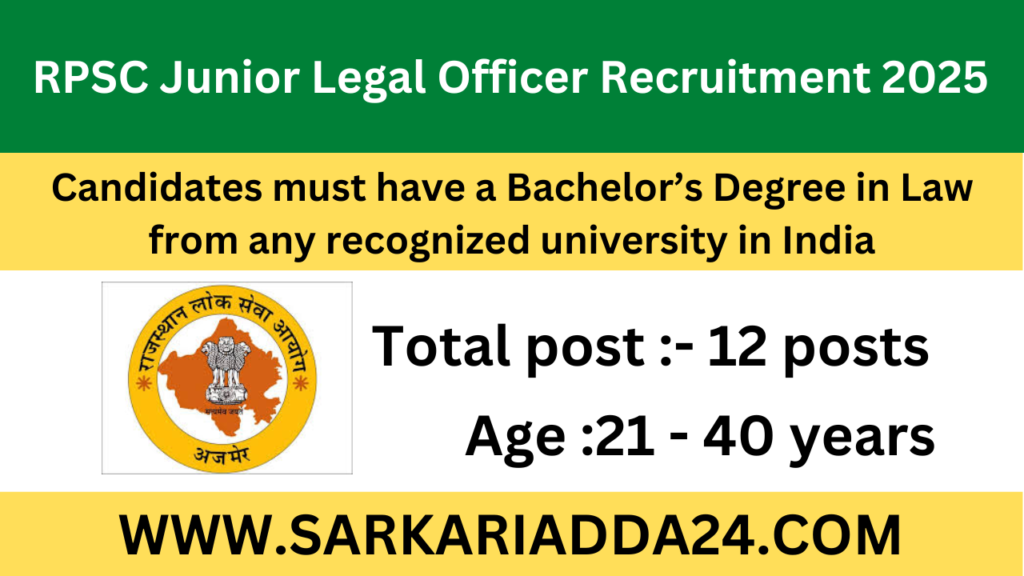 RPSC Junior Legal Officer Recruitment 2025