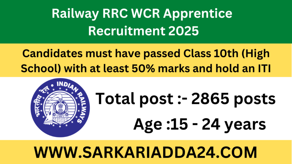 Railway RRC WCR Apprentice Recruitment 2025