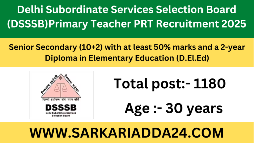 DSSSB PRT 2025 recruitment