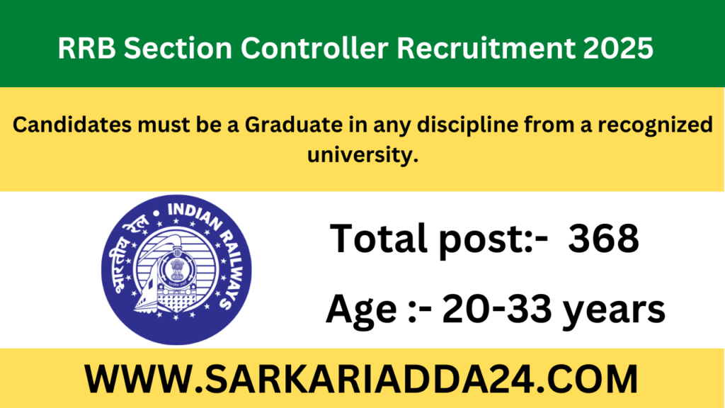 RRB Section Controller Recruitment 2025
