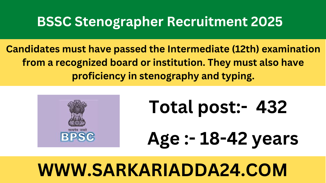 BSSC Stenographer Recruitment 2025