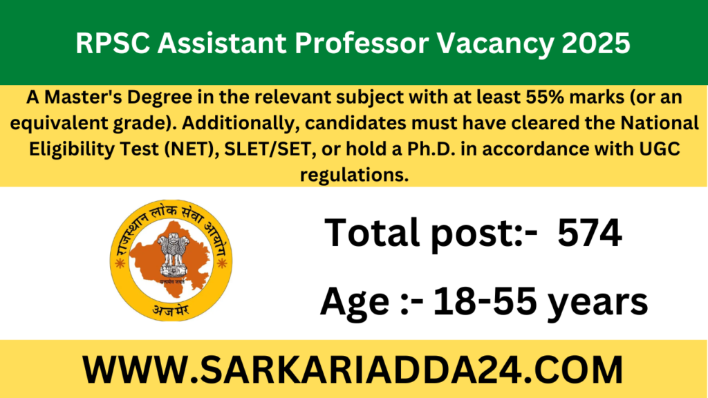  RPSC Assistant Professor Vacancy 2025