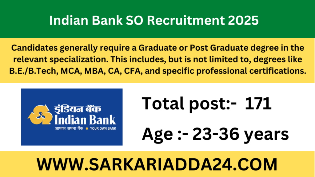 Indian Bank SO Recruitment 2025