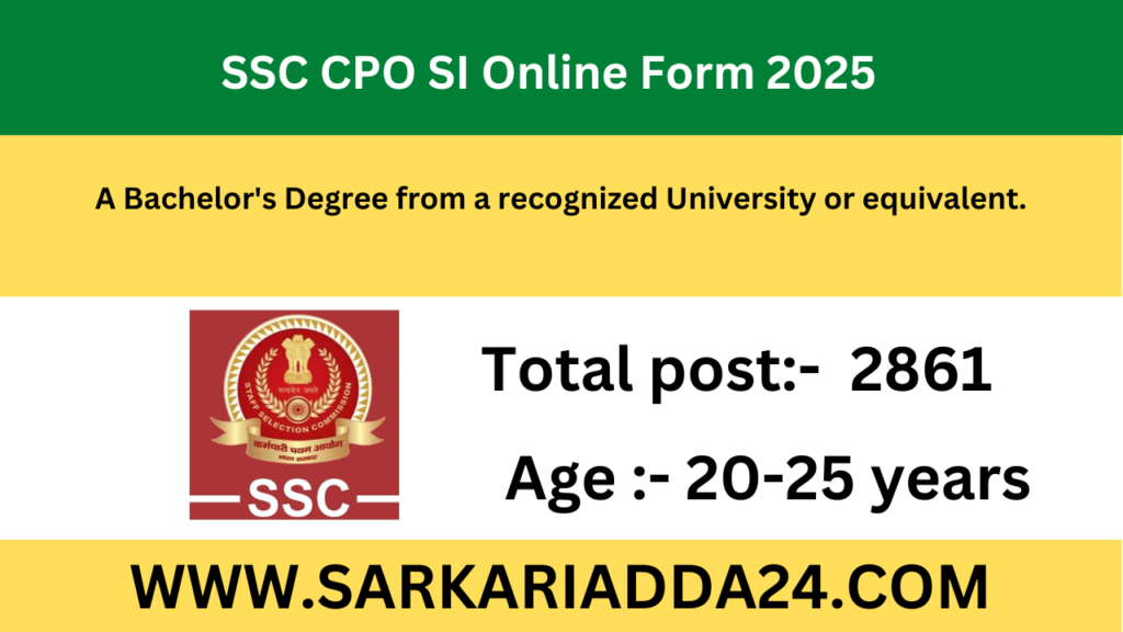 SSC CPO SI Online Form 2025