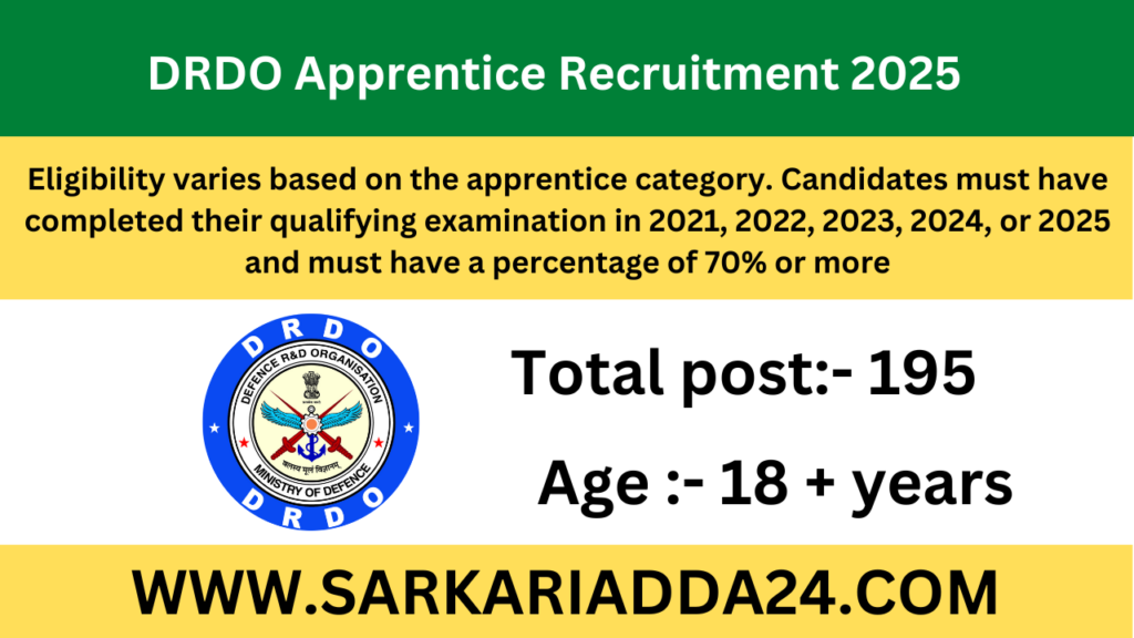 DRDO Apprentice Recruitment 2025
